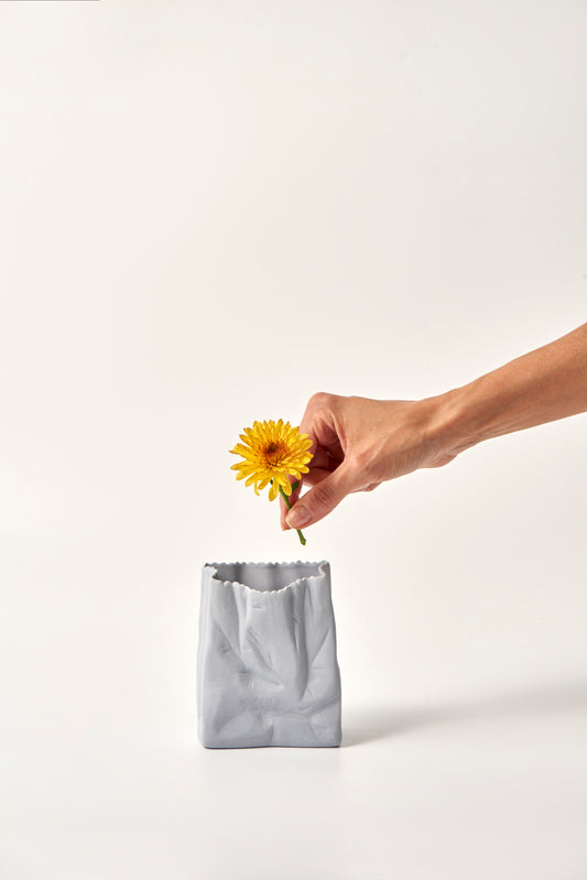 Small Paper Bag Vase - Blue