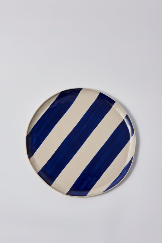 Cabana stripe platter blue