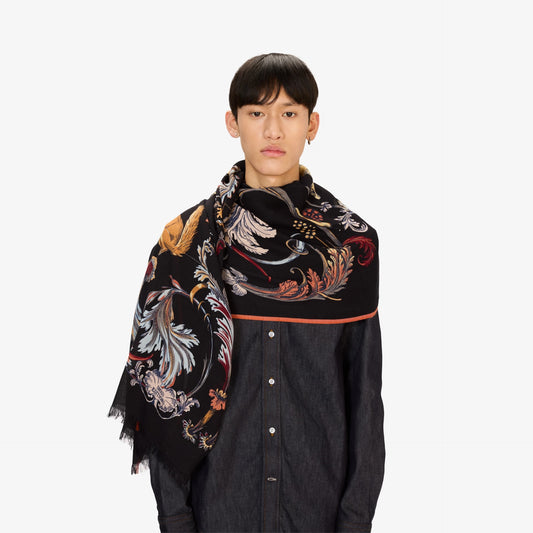 Inoui Editions - Rococo in Navy 100% wool Scarf