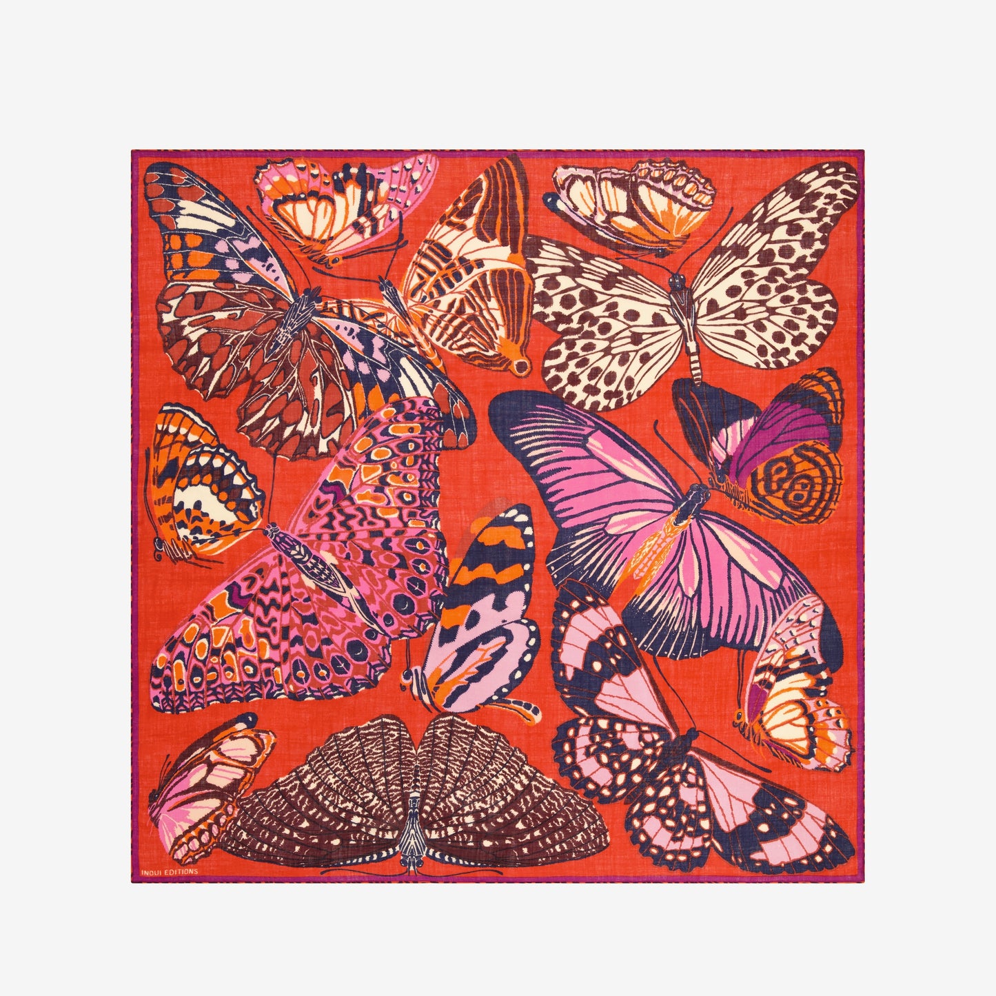 Inoui Editions - Papillon square 100% wool scarf in Red