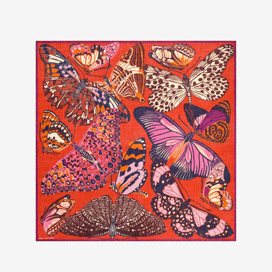 Inoui Editions - Papillon square 100% wool scarf in Red