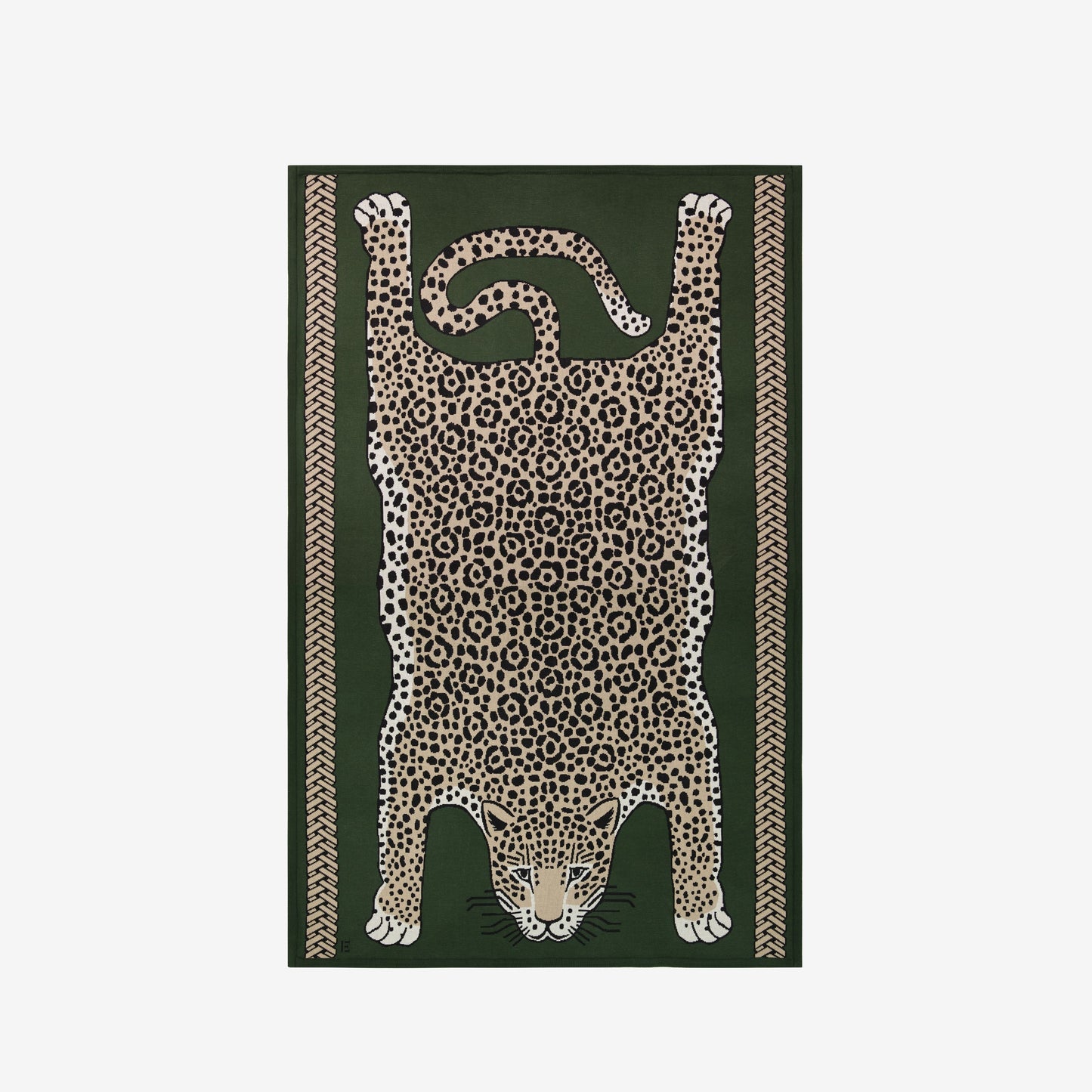 Inoui Editions - Leopard throw in Khaki 100% cotton