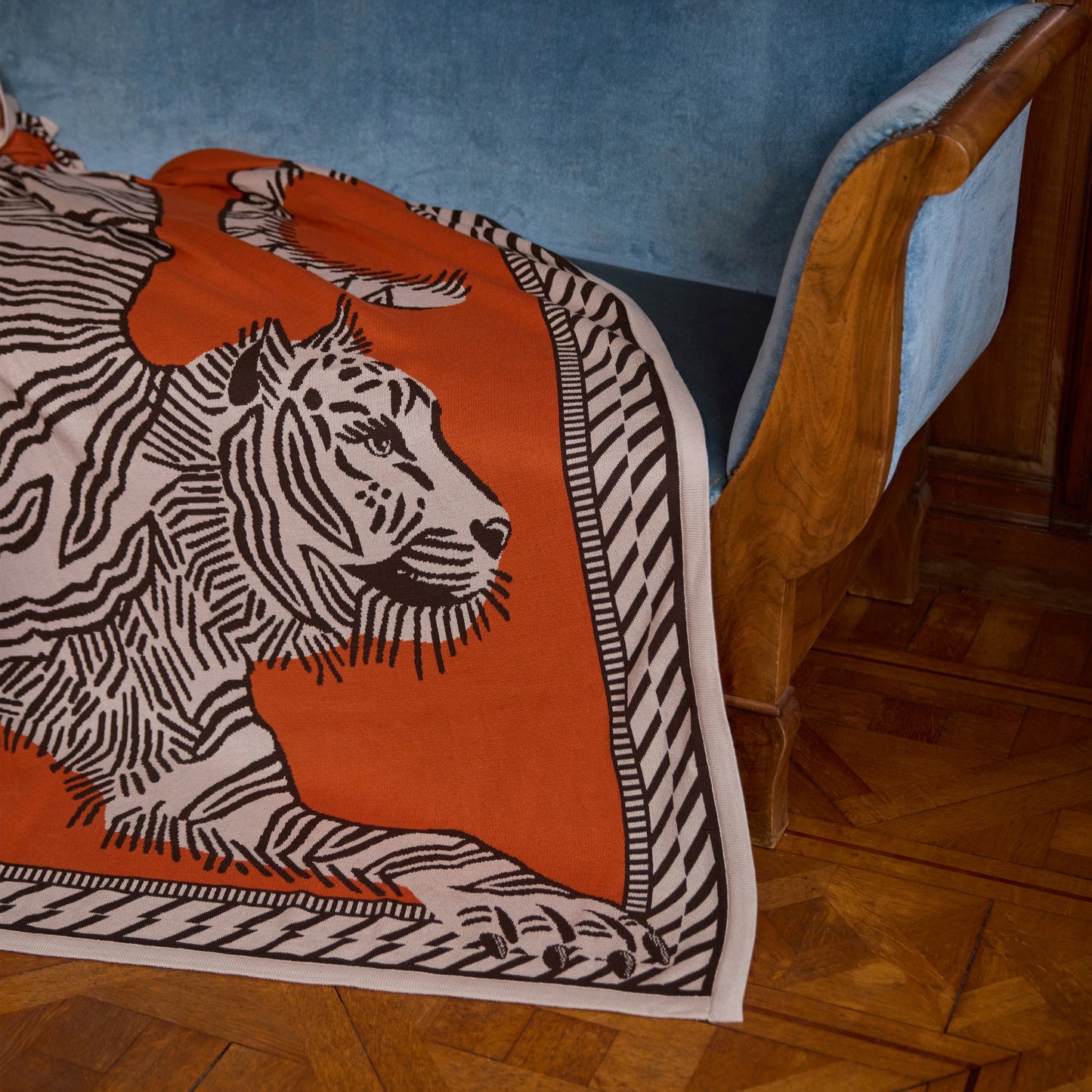 Inoui Editions - Mantra Tiger throw in orange 100% cotton