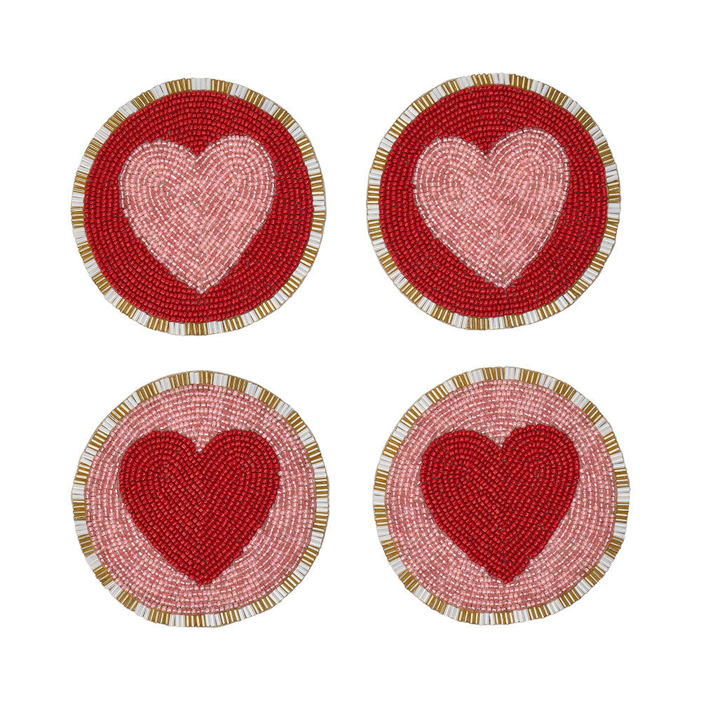 Beaded Coasters Set of 4 - Hearts