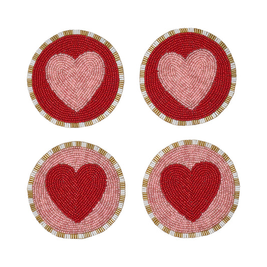 Beaded Coasters Set of 4 - Hearts