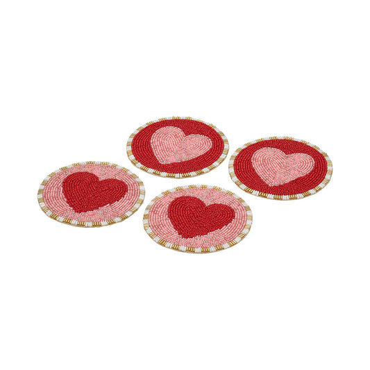 Beaded Coasters Set of 4 - Hearts