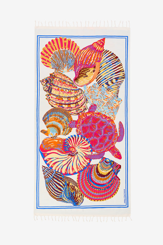 Cotton Beach Towel - Galapagos in White