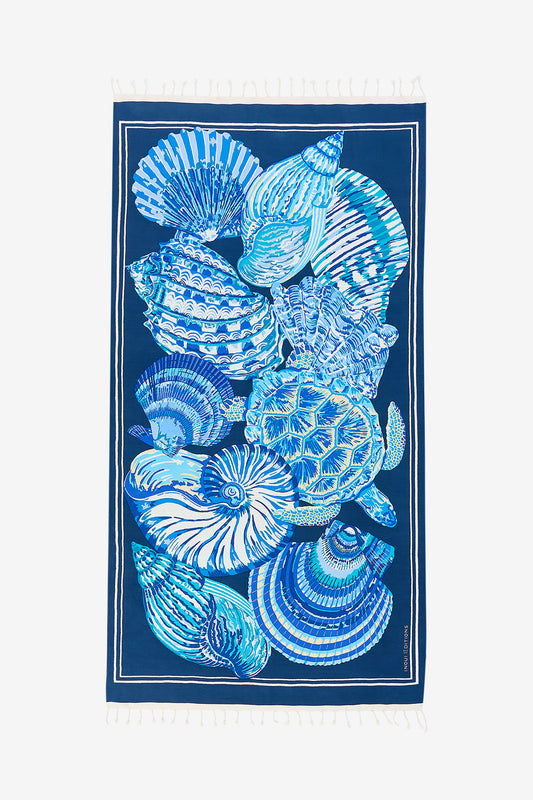 Cotton Beach Towel - Galapagos in Blue