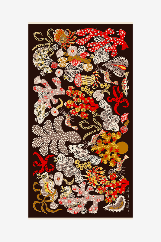 Cotton Beach Towel - Jardin De Sirenes in Brown