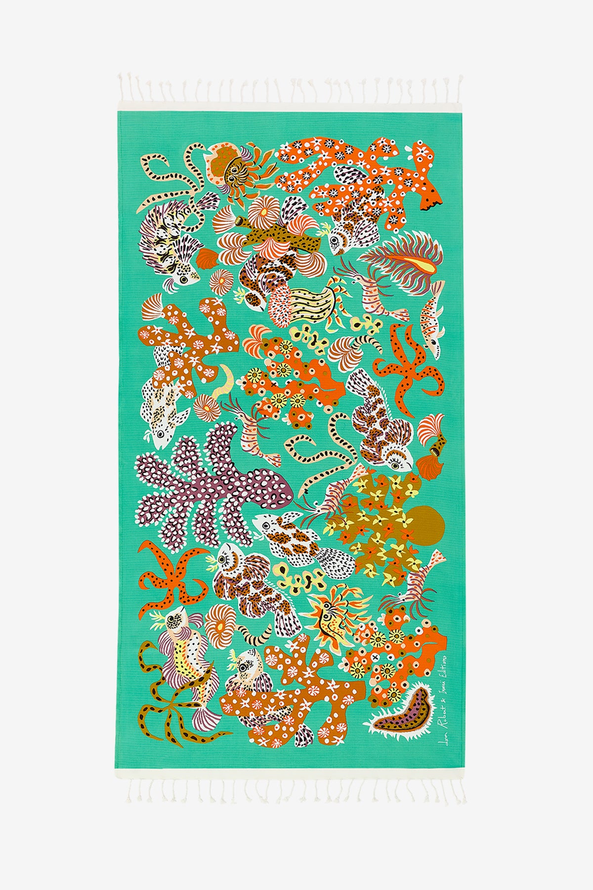 Cotton Beach Towel - Jardin De Sirenes in Turquoise