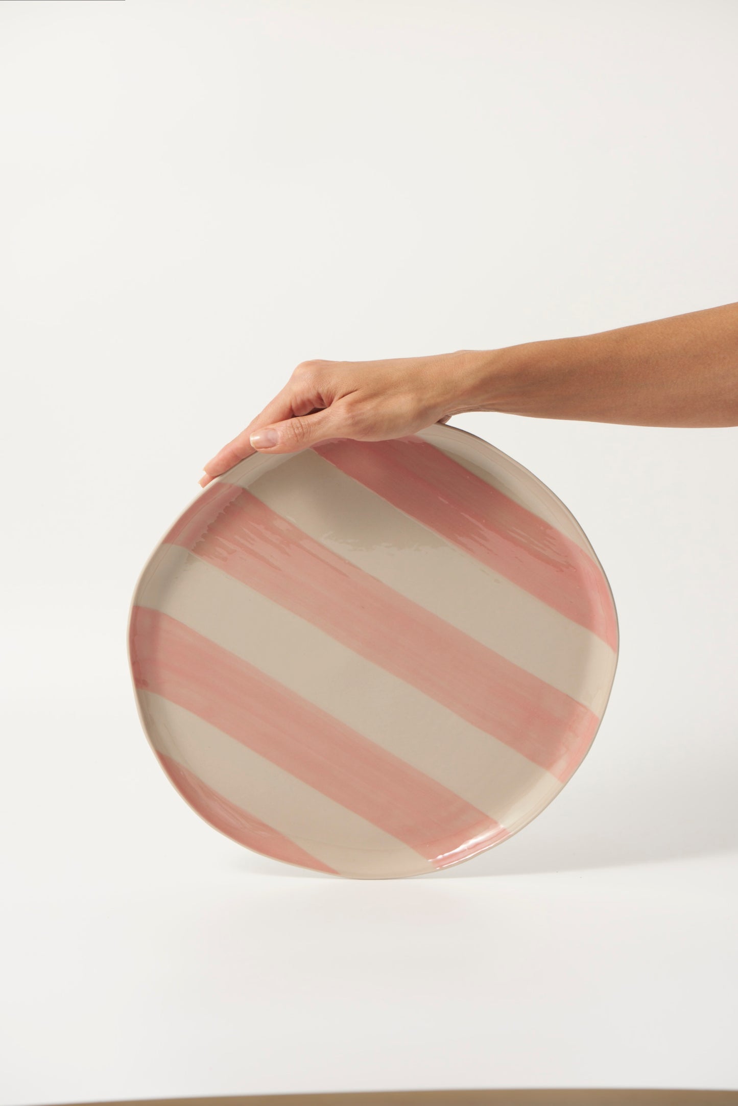 Cabana stripe platter pink