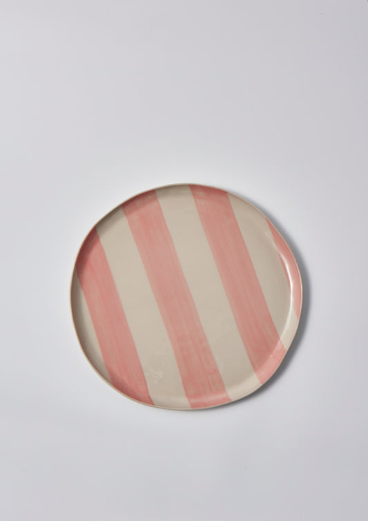 Cabana stripe platter pink