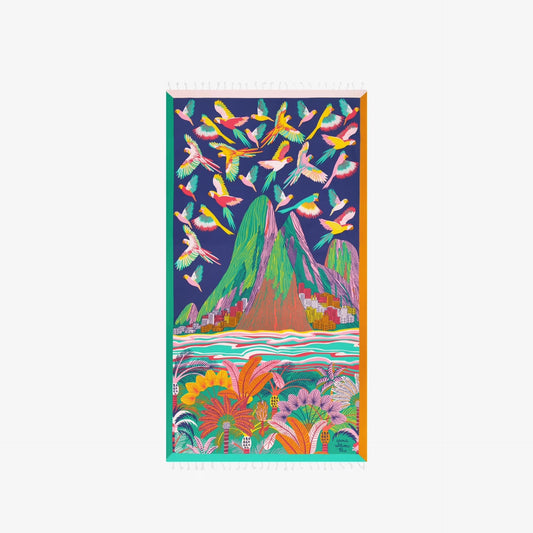 Cotton Beach Towel - Rio in Night