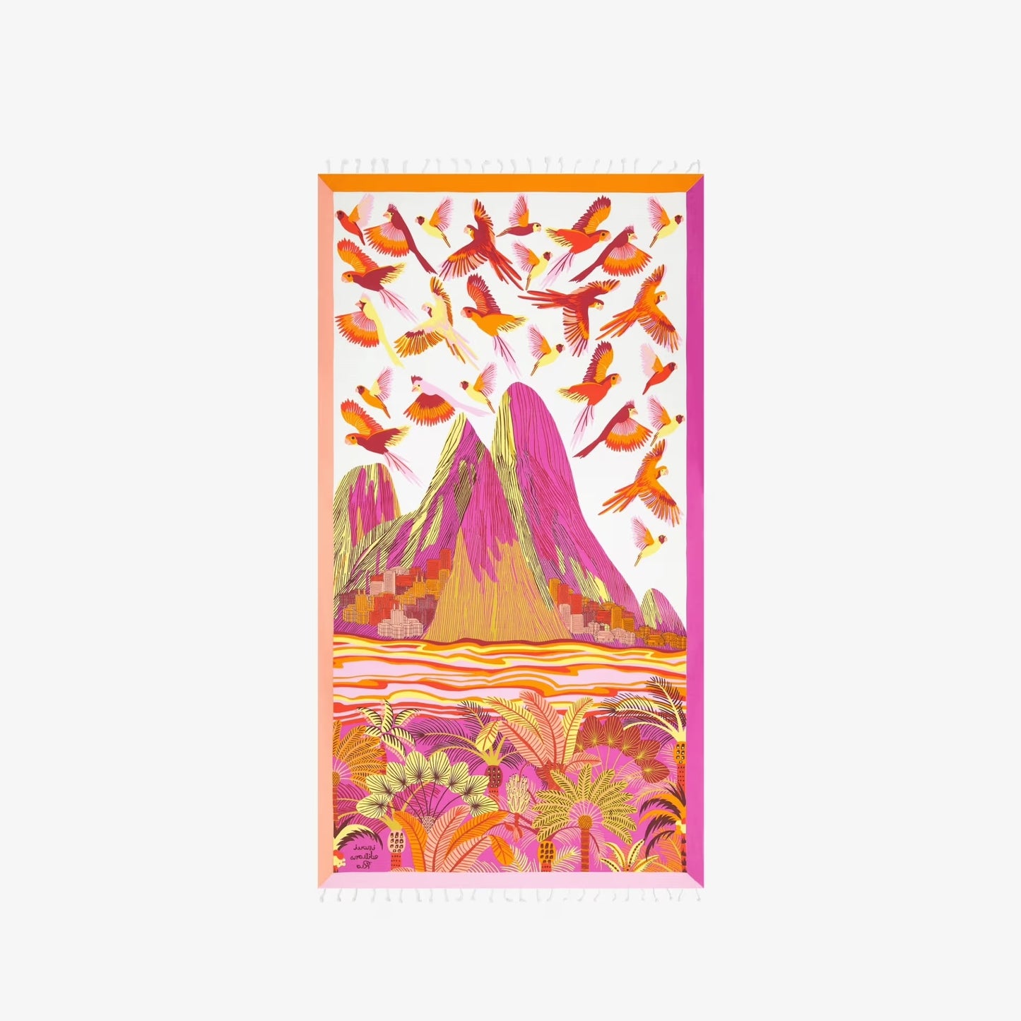 Cotton Beach Towel - Rio in Pink