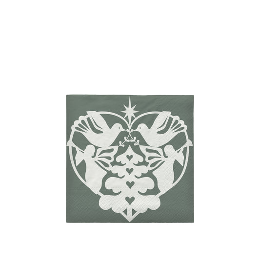 Paper Napkin - Nostalgia in Grape Leaf Green and Off White