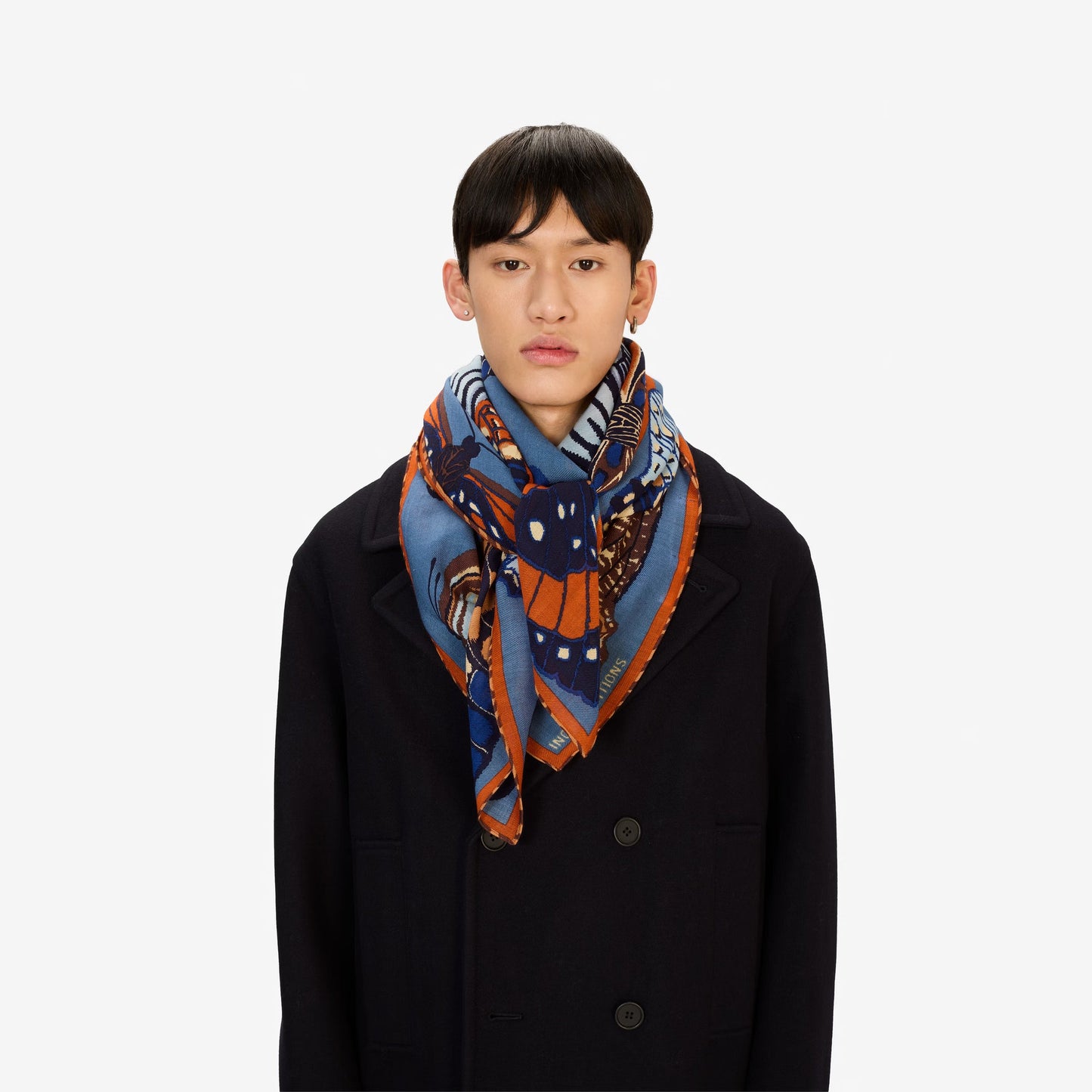 Inoui Editions - Papillon Duck Blue square 100% wool scarf