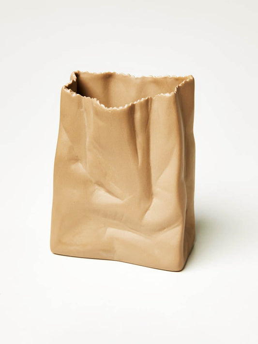 Small Paper Bag Vase - Brown
